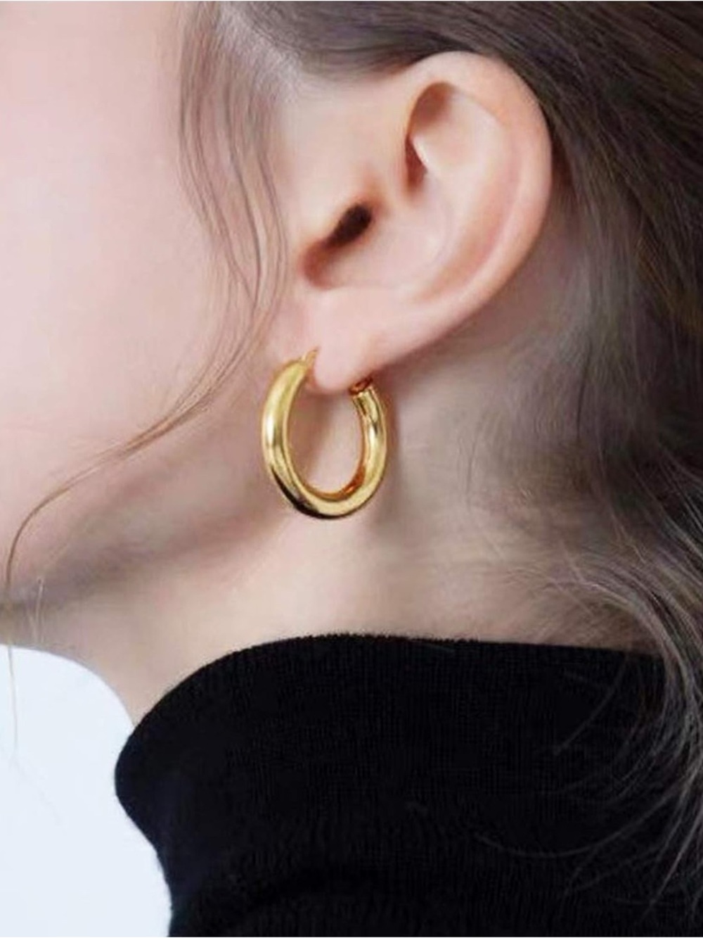 14K Gold Plated Chunky Hoop Earrings
